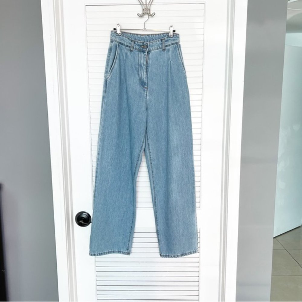Gasanova Women's Blue Designer Zip Button Flare Denim Jeans Size S-M